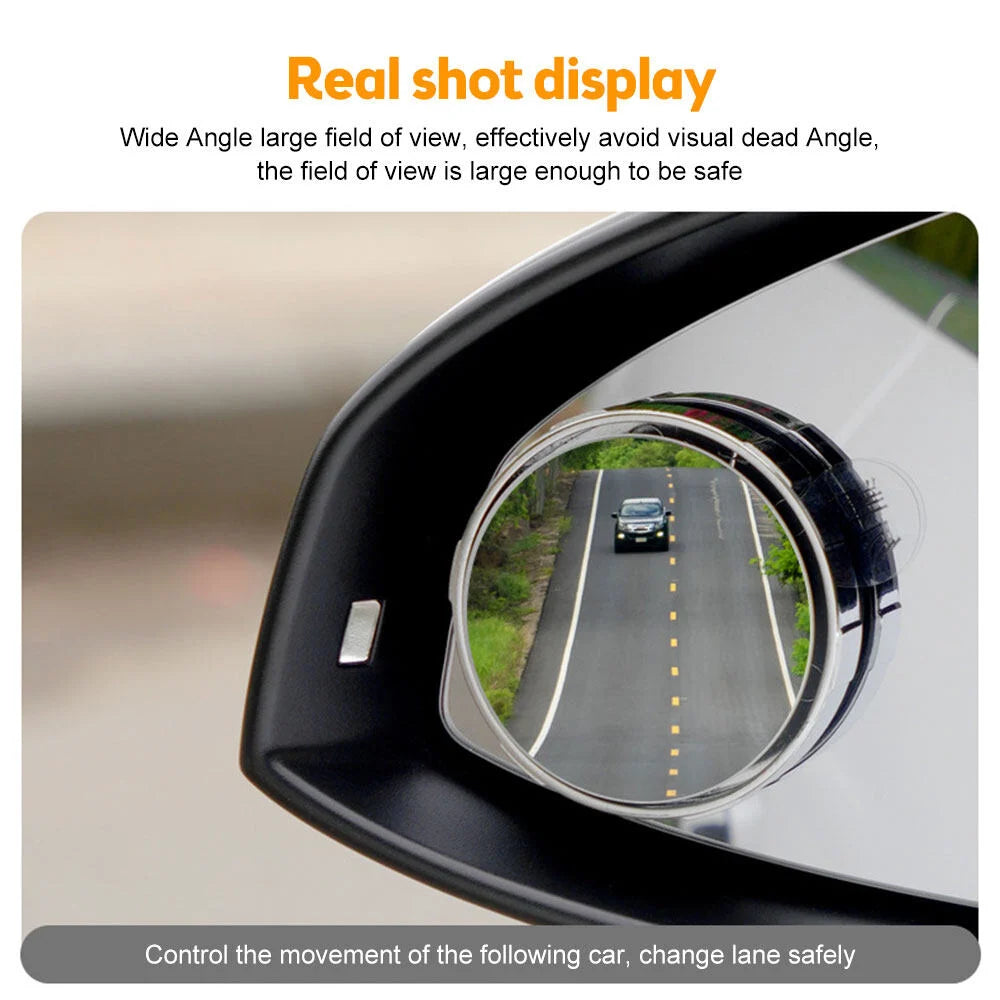 Vehicle Blind Spot Mirror 360° Rotate Sway Adjustable HD Glass Convex Mirror