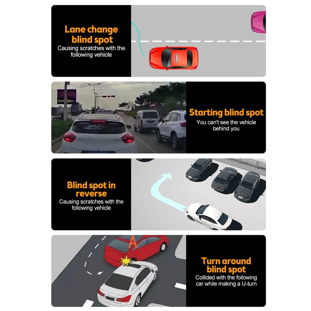 Vehicle Blind Spot Mirror 360° Rotate Sway Adjustable HD Glass Convex Mirror