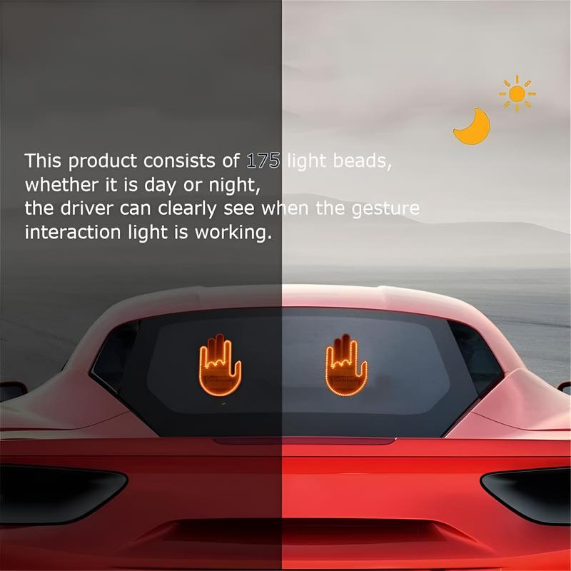 Hand Gesture Light for Car, Finger Gesture Light with Remote, Give The Love & Bird & Wave to Drivers