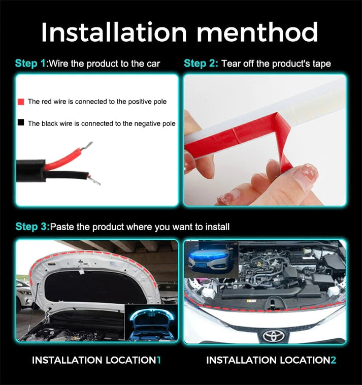CAR HOOD STRIP NEON SCAN LIGHT