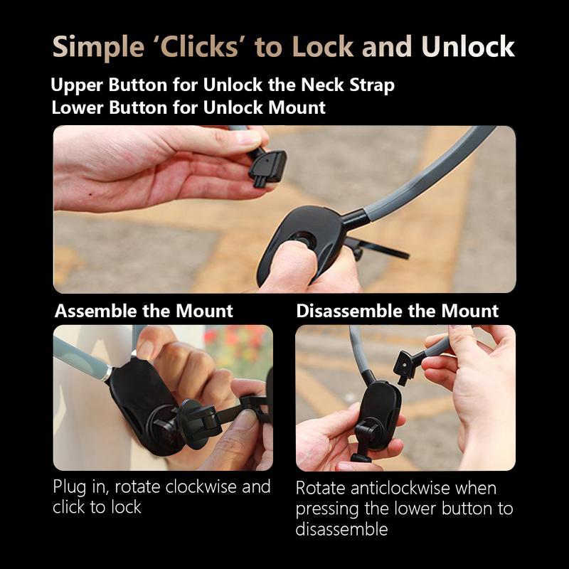 Neck Hanging Phone Mount, Chest Stand, Hands-Free POV/Vlog, Magnetic Ring, Stabilized for iPhone 15/14/13/12, Action Camera, Video Recording, Compatible all iPhones & Android phone - Mobile Accessories