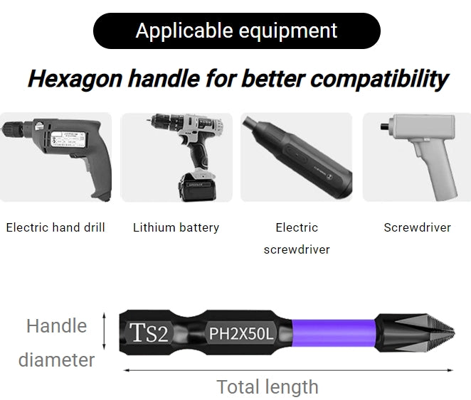 Upgraded High Hardness And Strong Magnetic Bit(6pcs set - free base)
