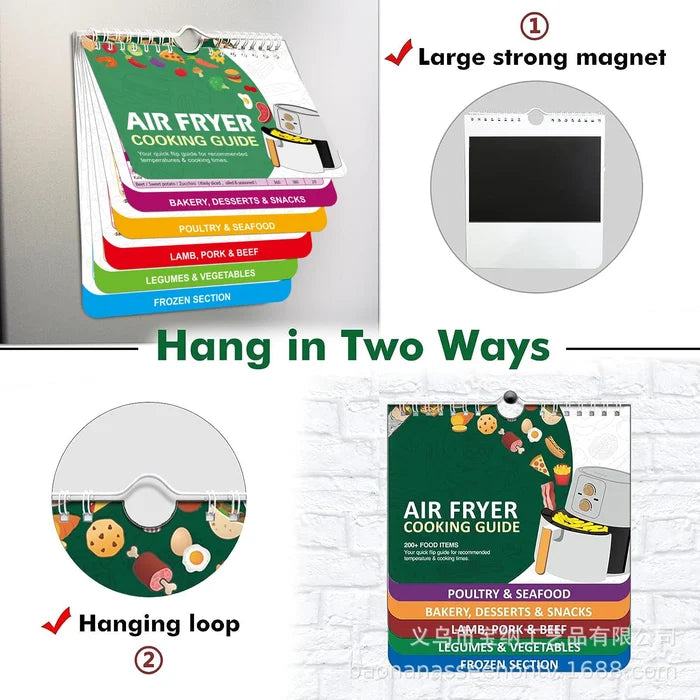 Air Fryer Cheat Sheet Magnets Cooking Guide Booklet
