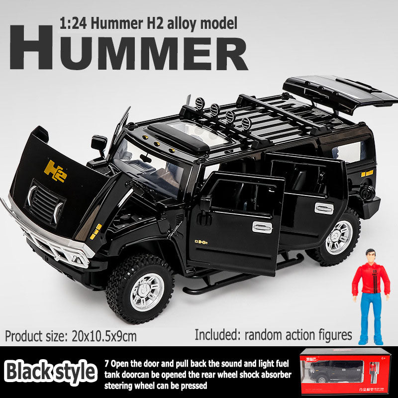 1:24 Hummer H2 7 Door Fuel Tank Door Openable Rebound Function Car sound simulation Alloy body
