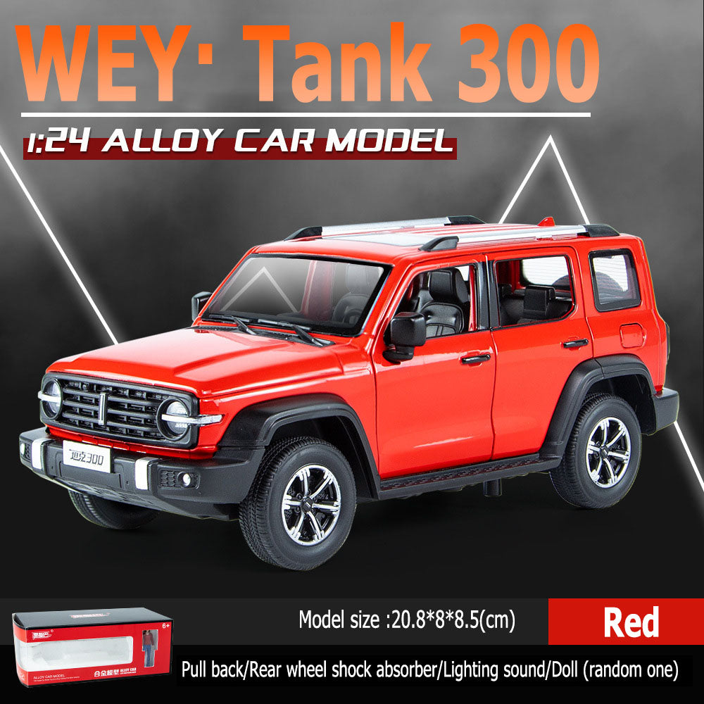 1:24 WEY tank 300 post -wheel shock absorbing lighting sound partner doll (random one)