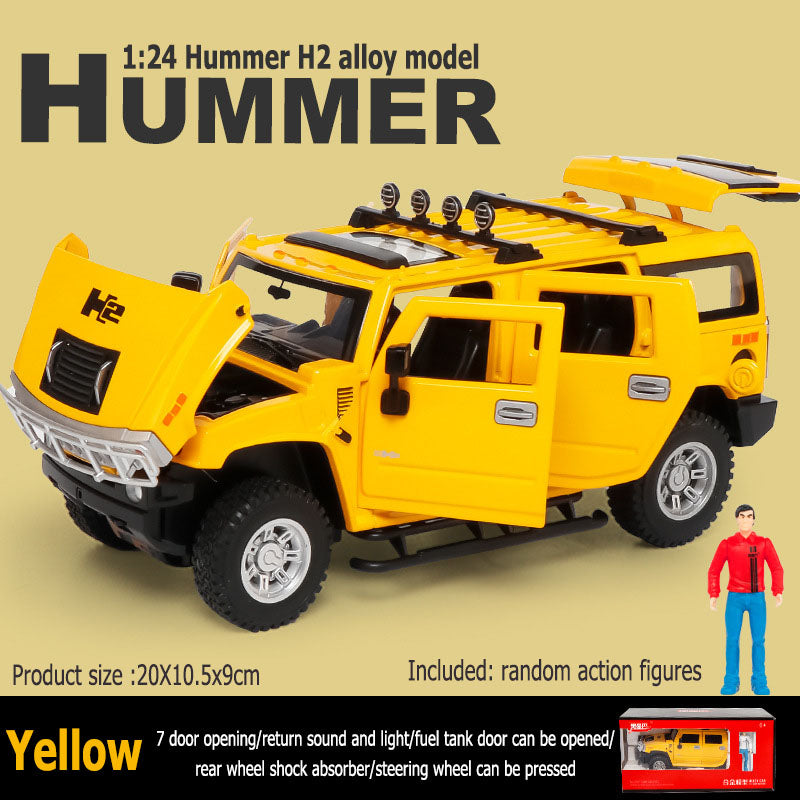 1:24 Hummer H2 7 Door Fuel Tank Door Openable Rebound Function Car sound simulation Alloy body