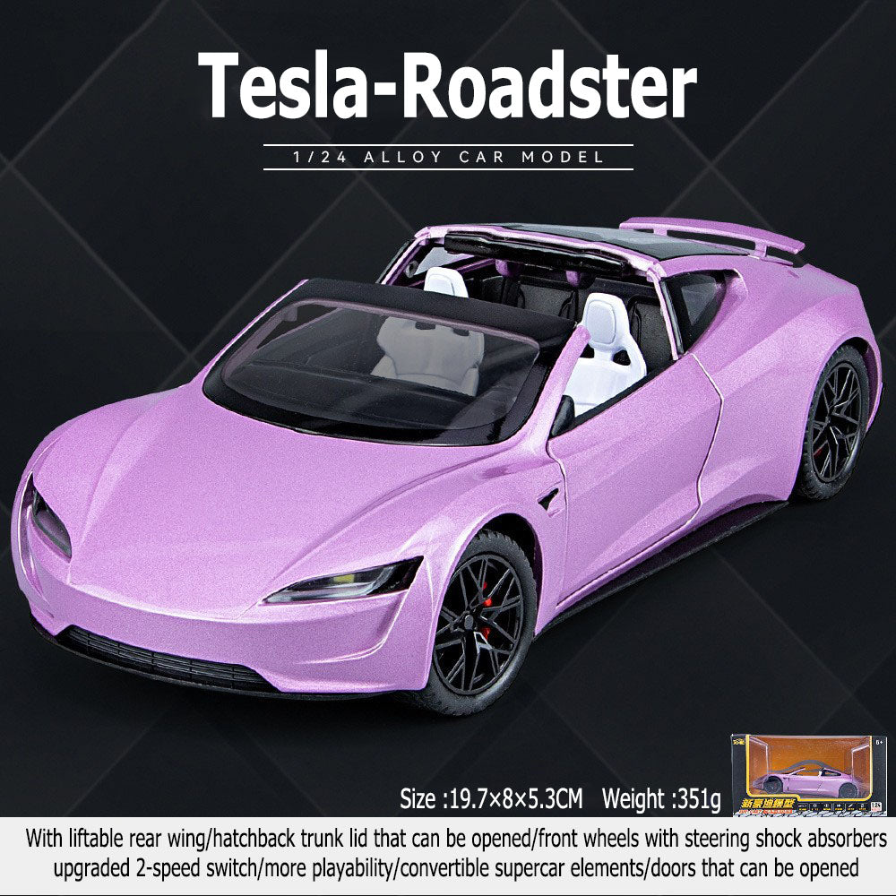 The Tesla Roadster 1:24 ONE large alloy car model doors openable