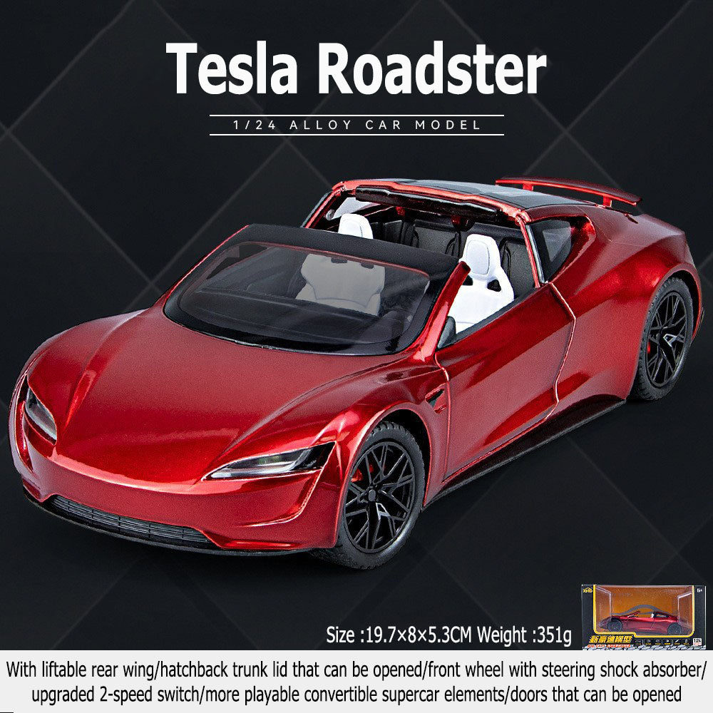 The Tesla Roadster 1:24 ONE large alloy car model doors openable