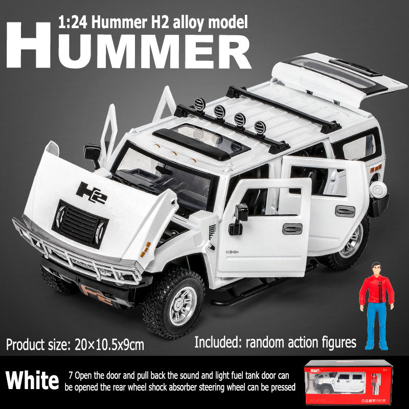 1:24 Hummer H2 7 Door Fuel Tank Door Openable Rebound Function Car sound simulation Alloy body