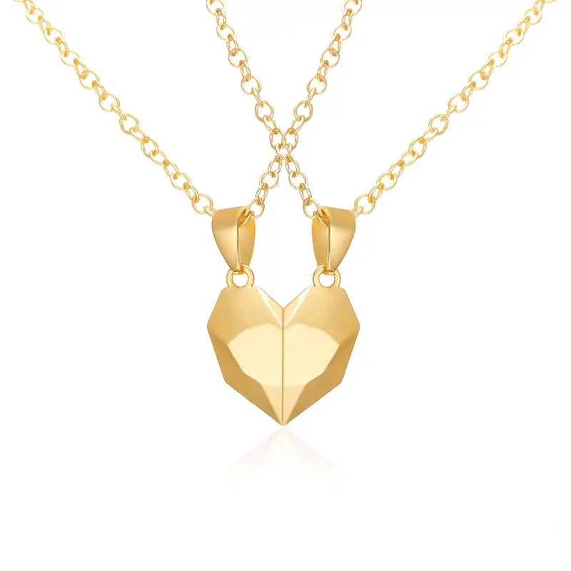 Two Souls One Heart Pendant Necklaces for Couple Wishing Stone Creative Magnet Couples Necklace Gifts