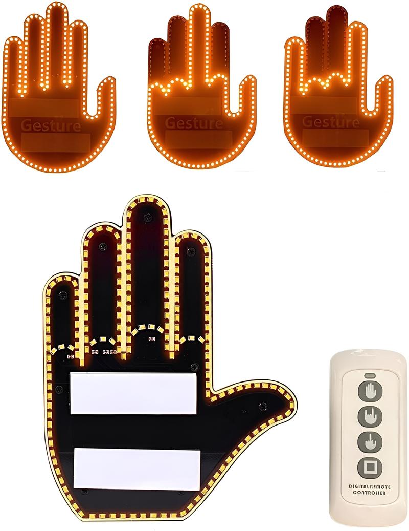Hand Gesture Light for Car, Finger Gesture Light with Remote, Give The Love & Bird & Wave to Drivers