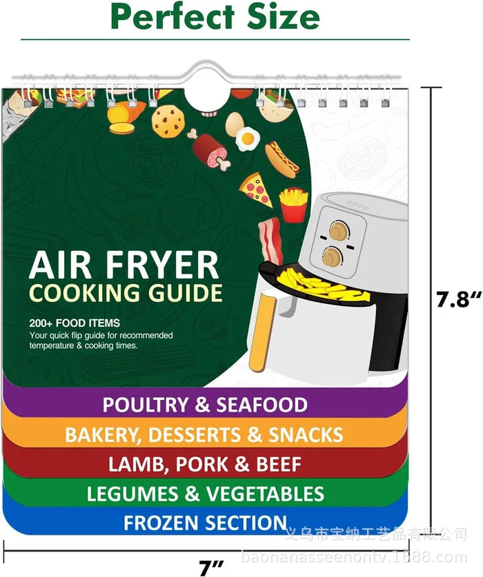 Air Fryer Cheat Sheet Magnets Cooking Guide Booklet