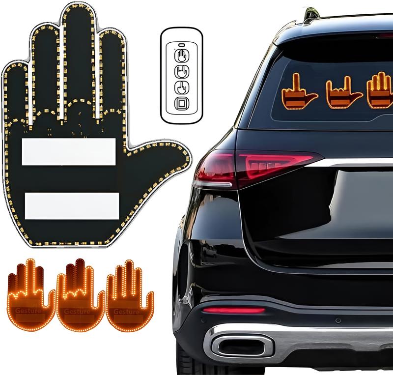Hand Gesture Light for Car, Finger Gesture Light with Remote, Give The Love & Bird & Wave to Drivers