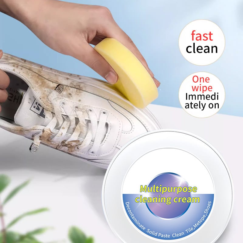 All-Purpose White Shoes Cleaning Cream With Wipe Sponge