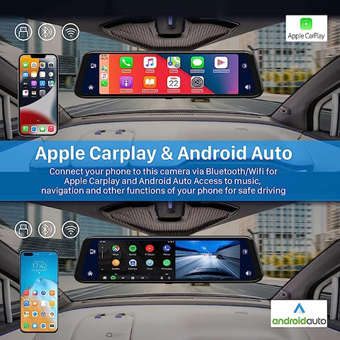 12" 4K Smart Dash Car Radio Video Player Wireless for Apple Carplay Android Car Touch Screen