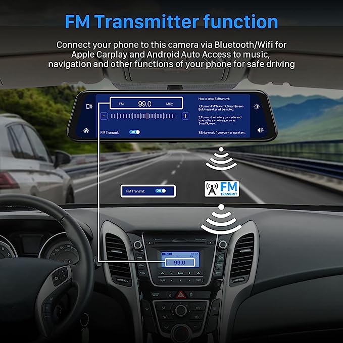 12" 4K Smart Dash Car Radio Video Player Wireless for Apple Carplay Android Car Touch Screen