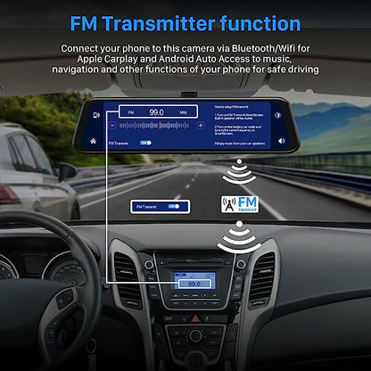 12" 4K Smart Dash Car Radio Video Player Wireless for Apple Carplay Android Car Touch Screen
