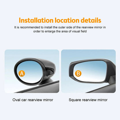 Vehicle Blind Spot Mirror 360° Rotate Sway Adjustable HD Glass Convex Mirror