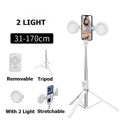[Imoli Dual Light Selfie Stick] New 6-in-1 Mobile Phone Bluetooth Remote Control Selfie Stick