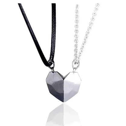 Two Souls One Heart Pendant Necklaces for Couple Wishing Stone Creative Magnet Couples Necklace Gifts