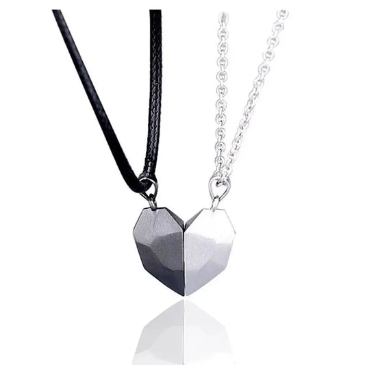 Two Souls One Heart Pendant Necklaces for Couple Wishing Stone Creative Magnet Couples Necklace Gifts