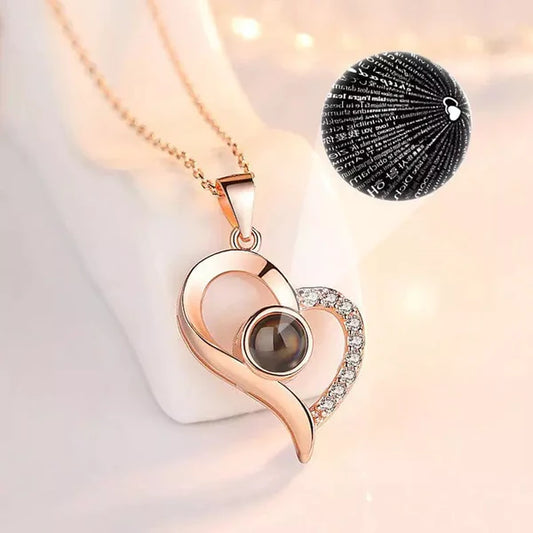 100 Languages I Love You Projection Necklace Valentine's Day