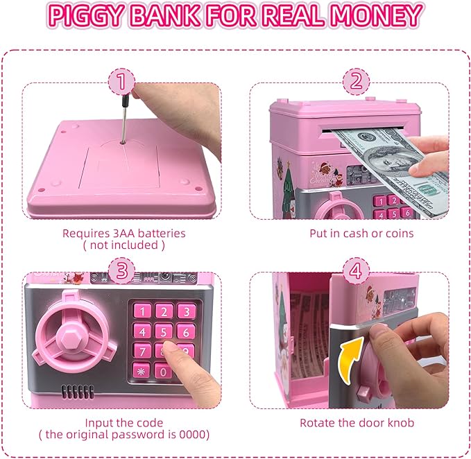 【The best holiday gift for Christmas and New Year】Piggy Bank Cash Coin Can ATM Bank Electronic Coin Money Bank for Kids-Hot Gift piggy bank Gift Set Decor