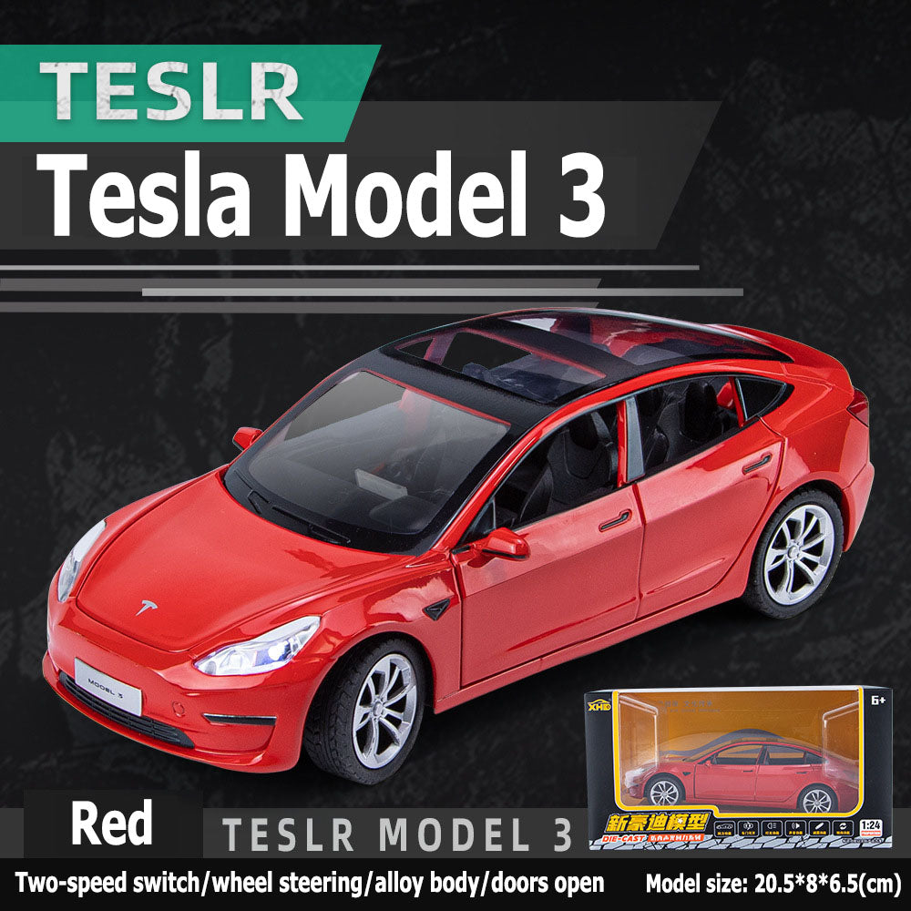 1:24 Tesla Model 3 wheel steering alloy bodywork doors openable