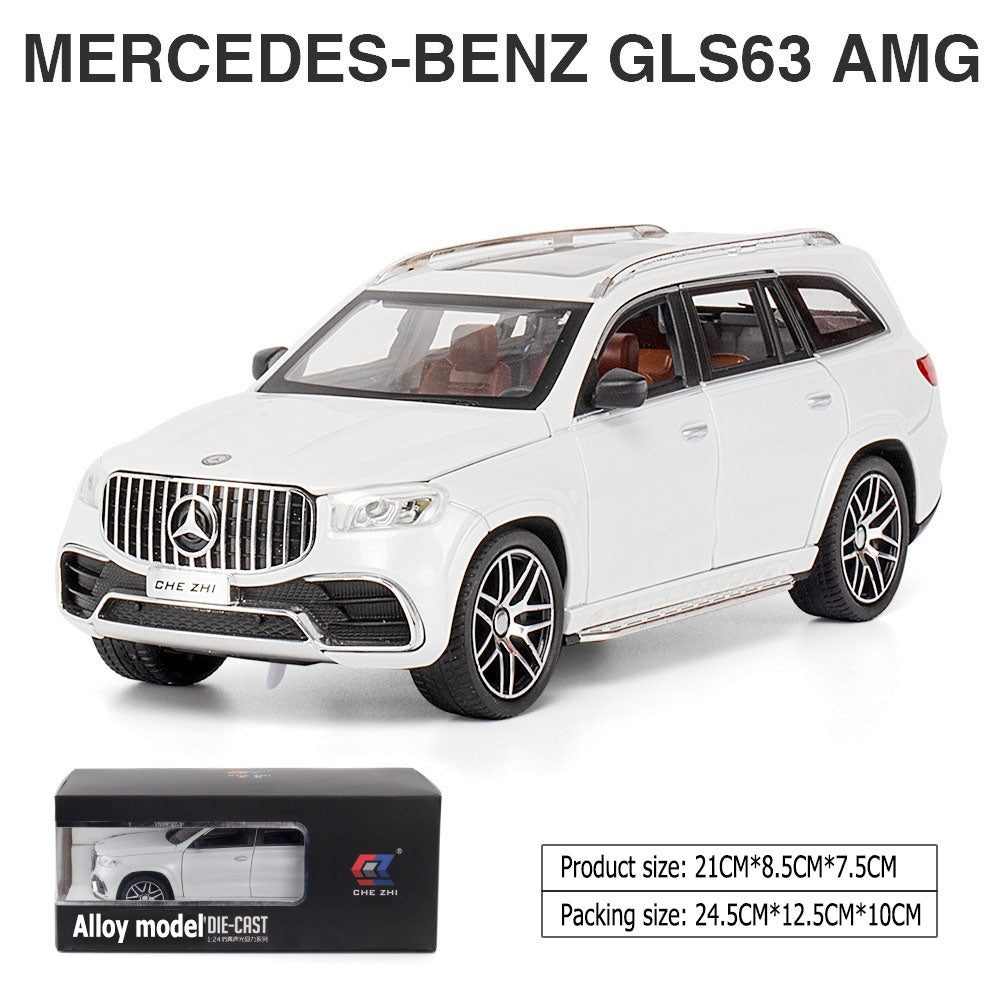 1:24MERCEDES-BENZ GLS63 AMG large alloy car model off-road vehicle four-door with sound and light back