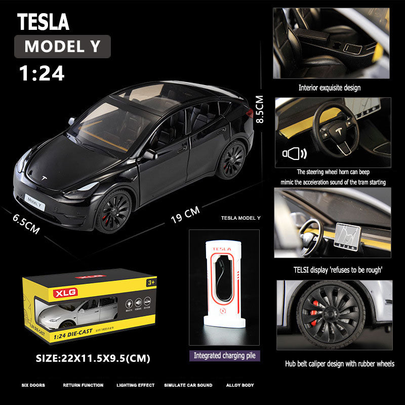 1:24 Tesla Y Six Door Opening Rebound function Car sound simulation Alloy body