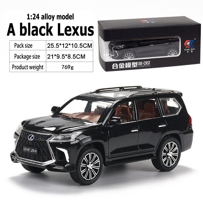 1:24 alloy car model white Lexus large alloy car model off-road vehicle four-door with sound and light back