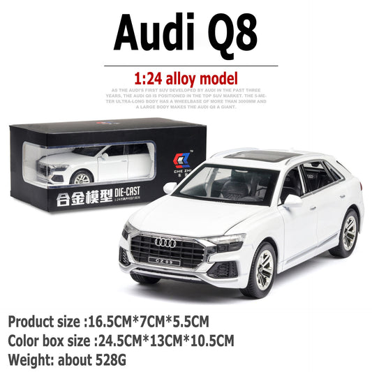 1:24 Audi Q8 large alloy car model off-road vehicle six-door with sound and light back