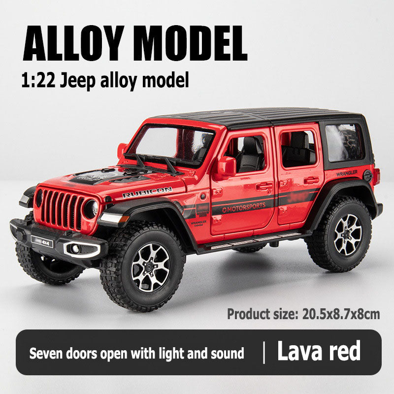 1:22 Jeep alloy model, large alloy car model, back and forward, lighting and sound effects, seven doors openable