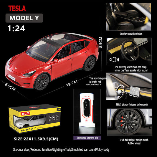 1:24 Tesla Y Six Door Opening Rebound function Car sound simulation Alloy body