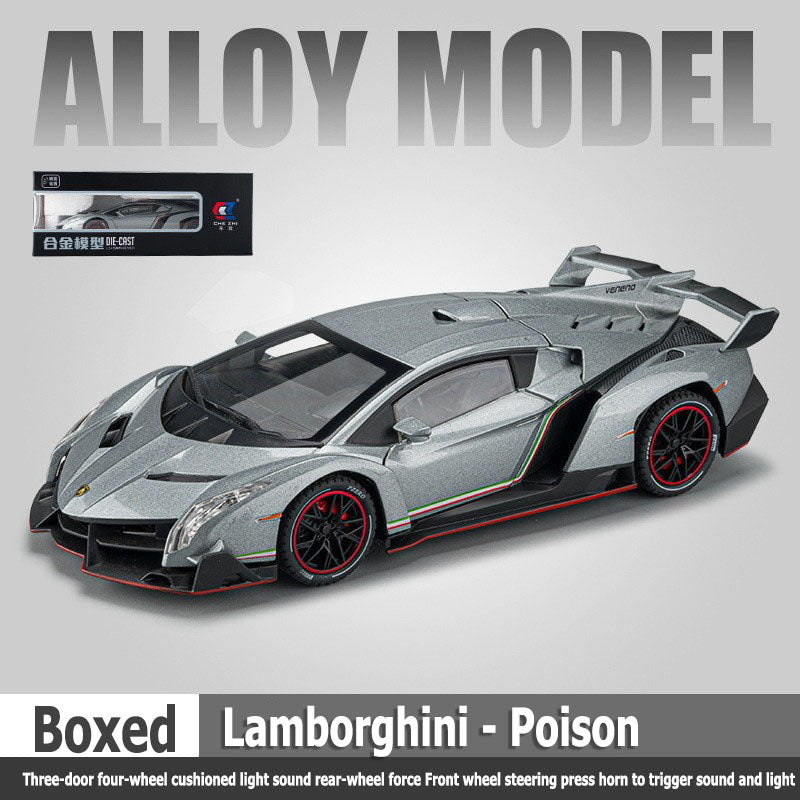 1:24 Lambo Poison Triple door Four wheel avoidance Lights & Sound Rear Wheel Rebound Front Wheel Steering Press horn to trigger sound and light