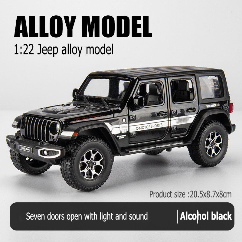 1:22 Jeep alloy model, large alloy car model, back and forward, lighting and sound effects, seven doors openable