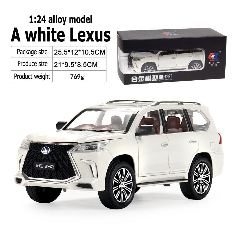 1:24 alloy car model white Lexus large alloy car model off-road vehicle four-door with sound and light back