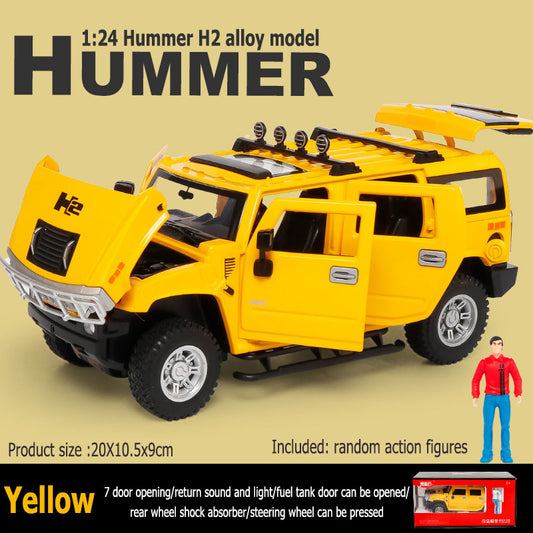 1:24 Hummer H2 7 Door Fuel Tank Door Openable Rebound Function Car sound simulation Alloy body