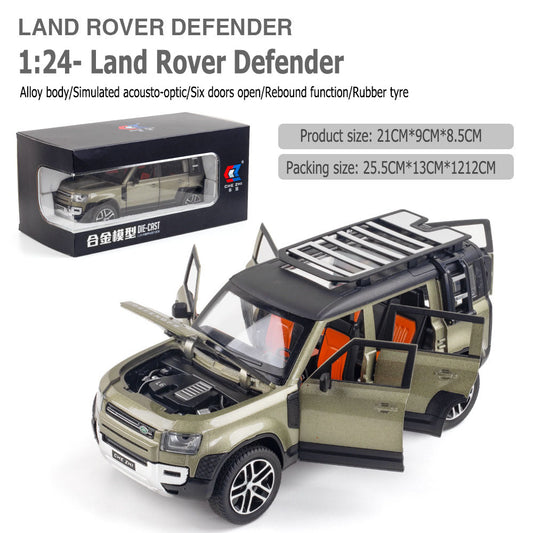 1:24 Land Rover Defender large alloy car model off-road vehicle six-door with sound and light back