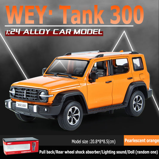 1:24 WEY tank 300 post -wheel shock absorbing lighting sound partner doll (random one)