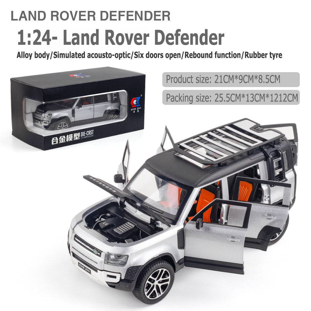1:24 Land Rover Defender large alloy car model off-road vehicle six-door with sound and light back