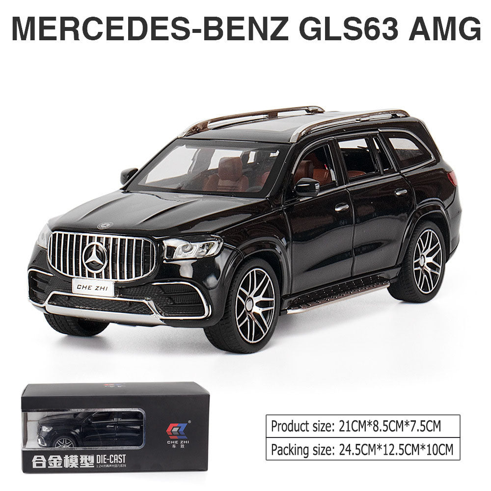 1:24MERCEDES-BENZ GLS63 AMG large alloy car model off-road vehicle four-door with sound and light back