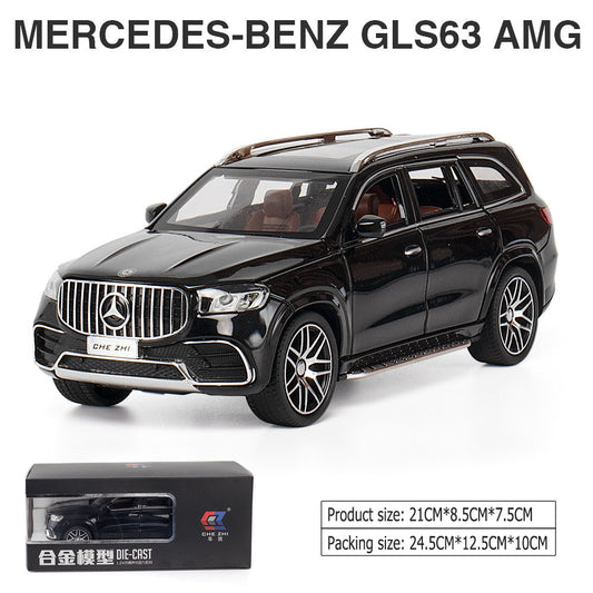 1:24MERCEDES-BENZ GLS63 AMG large alloy car model off-road vehicle four-door with sound and light back