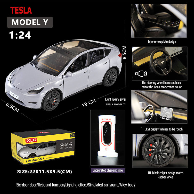 1:24 Tesla Y Six Door Opening Rebound function Car sound simulation Alloy body