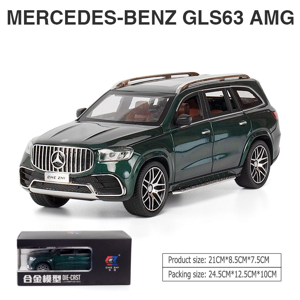 1:24MERCEDES-BENZ GLS63 AMG large alloy car model off-road vehicle four-door with sound and light back