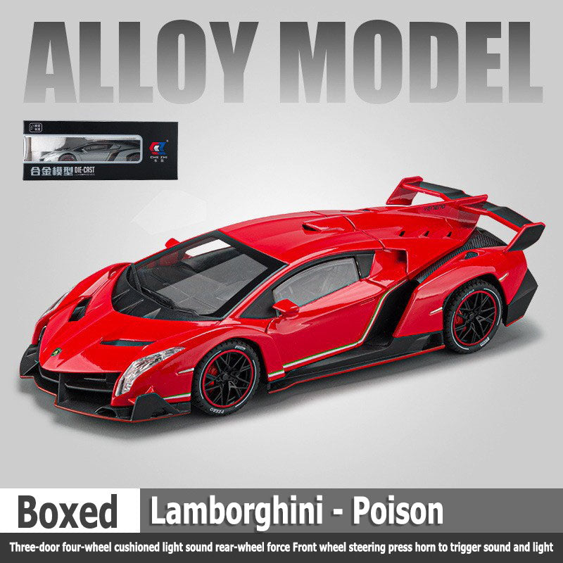 1:24 Lambo Poison Triple door Four wheel avoidance Lights & Sound Rear Wheel Rebound Front Wheel Steering Press horn to trigger sound and light