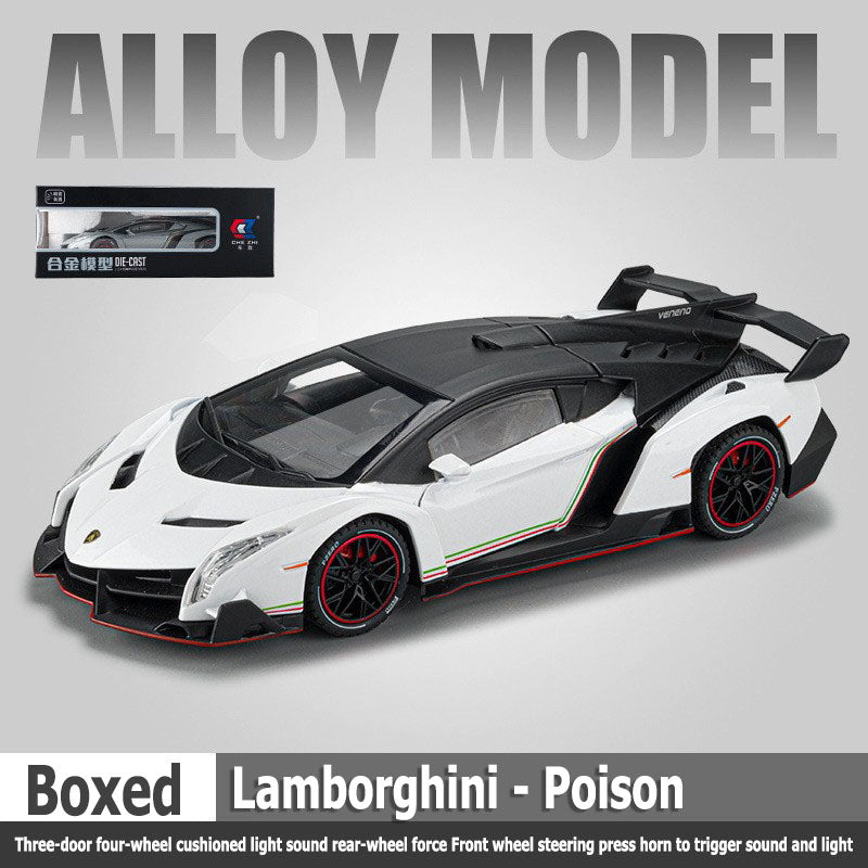 1:24 Lambo Poison Triple door Four wheel avoidance Lights & Sound Rear Wheel Rebound Front Wheel Steering Press horn to trigger sound and light