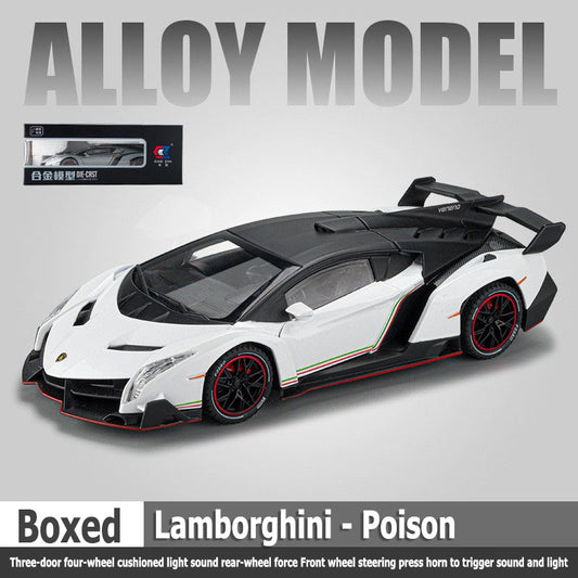 1:24 Lambo Poison Triple door Four wheel avoidance Lights & Sound Rear Wheel Rebound Front Wheel Steering Press horn to trigger sound and light