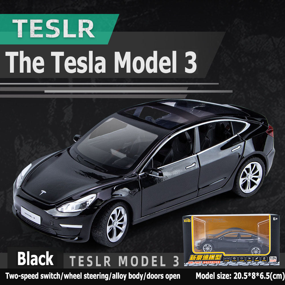 1:24 Tesla Model 3 wheel steering alloy bodywork doors openable