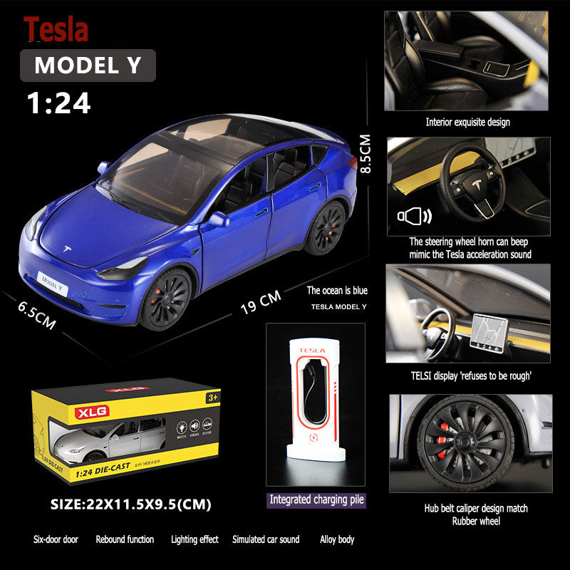 1:24 Tesla Y Six Door Opening Rebound function Car sound simulation Alloy body